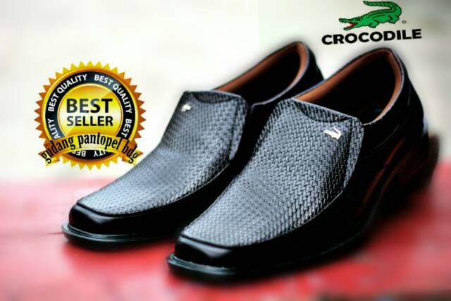 CROCODILE Premium Hitam | Sepatu Pantofel Santai Casual Kerja Kuliah Pria/Cowok/Nikahan