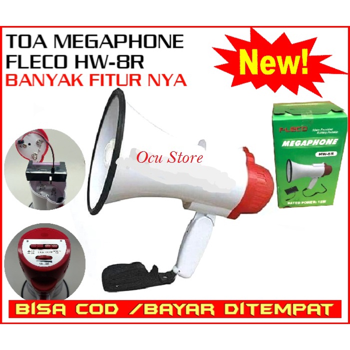 Toa Megaphone Fleco HW-8R Pengeras Suara Dengan Baterai Cas