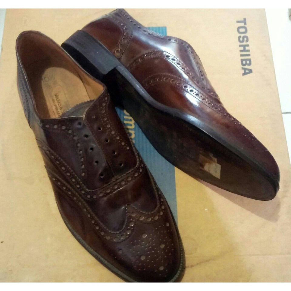 Free ongkir ( Chat )cod - shoes rare london marks and spencer import formal maroon red size big 45