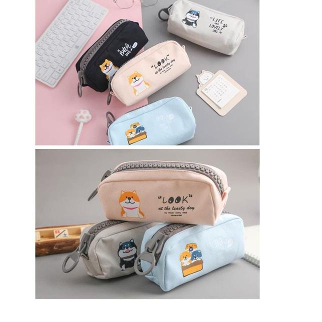 

TP0046 Kawaii Shiba Dog Big Zipper Large Pencil Case / Tempat Pensil - black