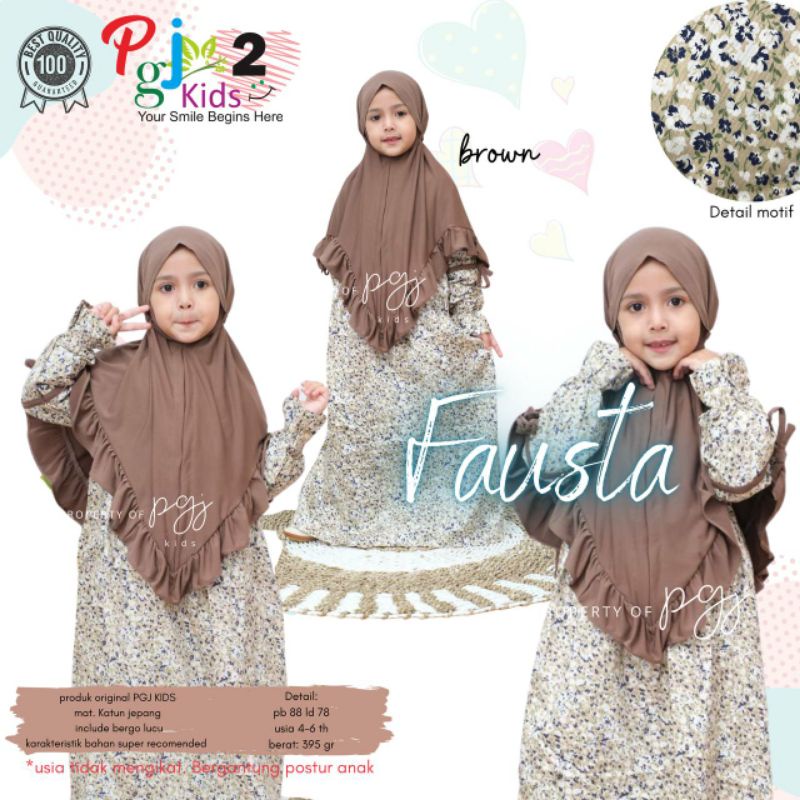 FAUSTA SET SYARI KIDS TEEN GAMIS SYARI ANAK FREE HIJAB