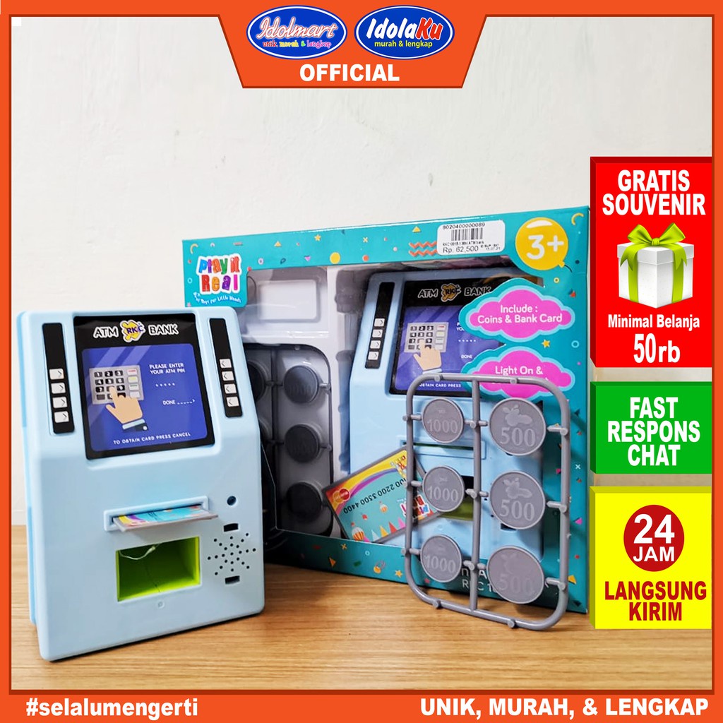 IDOLMART Mainan Anak Play It Real Mini Atm Bank Rkc10018-1 Idolmart Surabaya