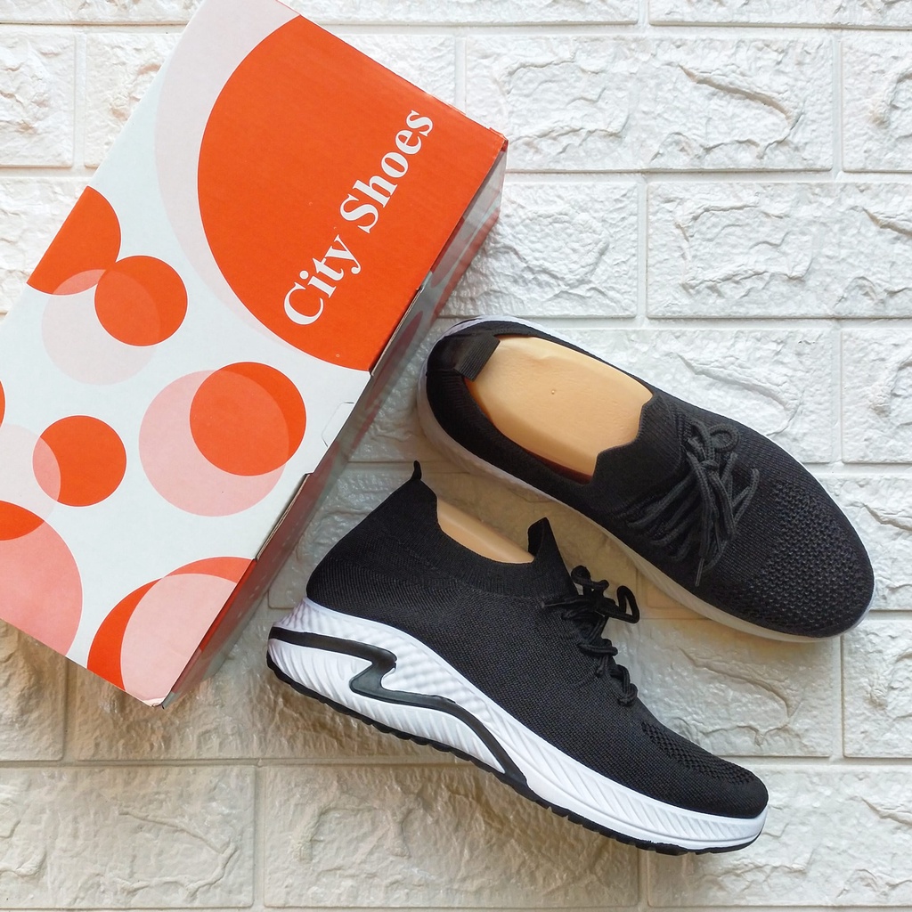 Sepatu Slip-on Rajut Wanita import super lentur Premium