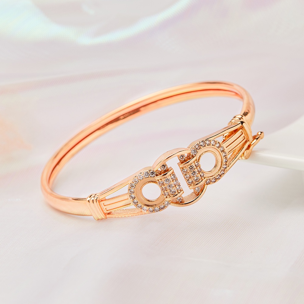 Y071 Gelang Wanita Model Baru Emas/Titanium/Anti Luntur Gelang Dewasa Murah Mata Zirkon Gelang Lapis Emas Imitasi-I