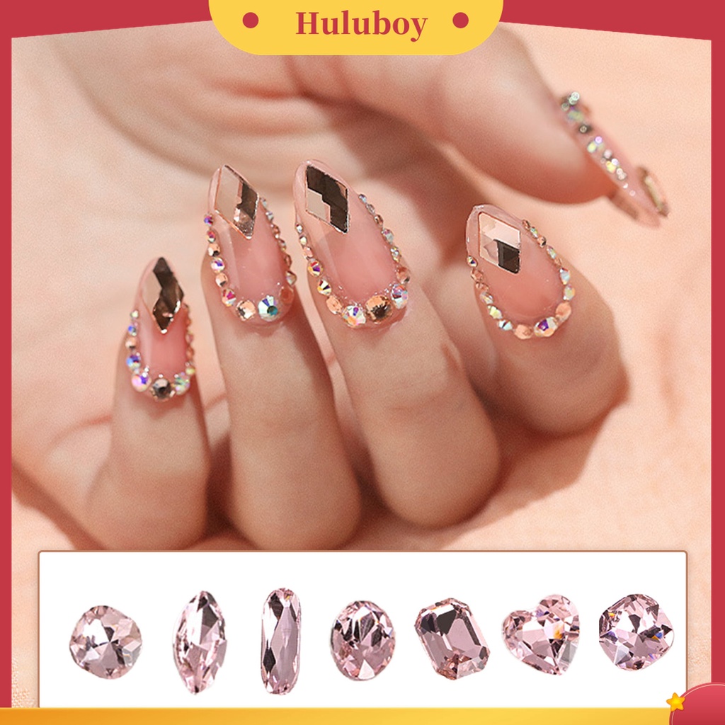 Huluboy Huluboy♡ 10pcs Kristal Imitasi Warna Pink Untuk Dekorasi Nail Art