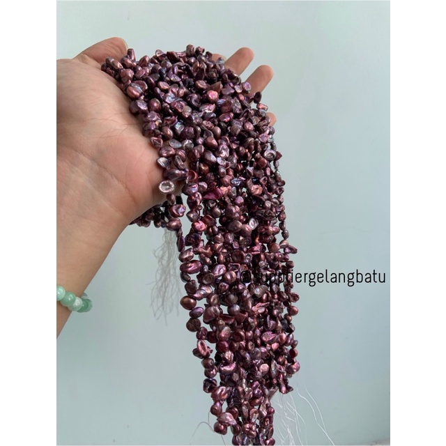 kerikil Mutiara Air Tawar KESHI MERAH tetes OVAL fresh water pearl RED