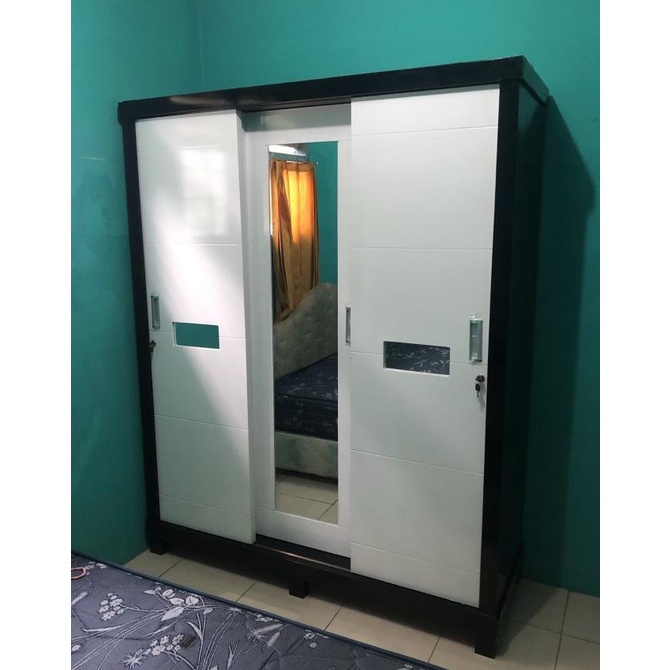 Lemari Pakaian Sliding / Pintu Geser 3 Pintu Kaca Murah Temmyhardi