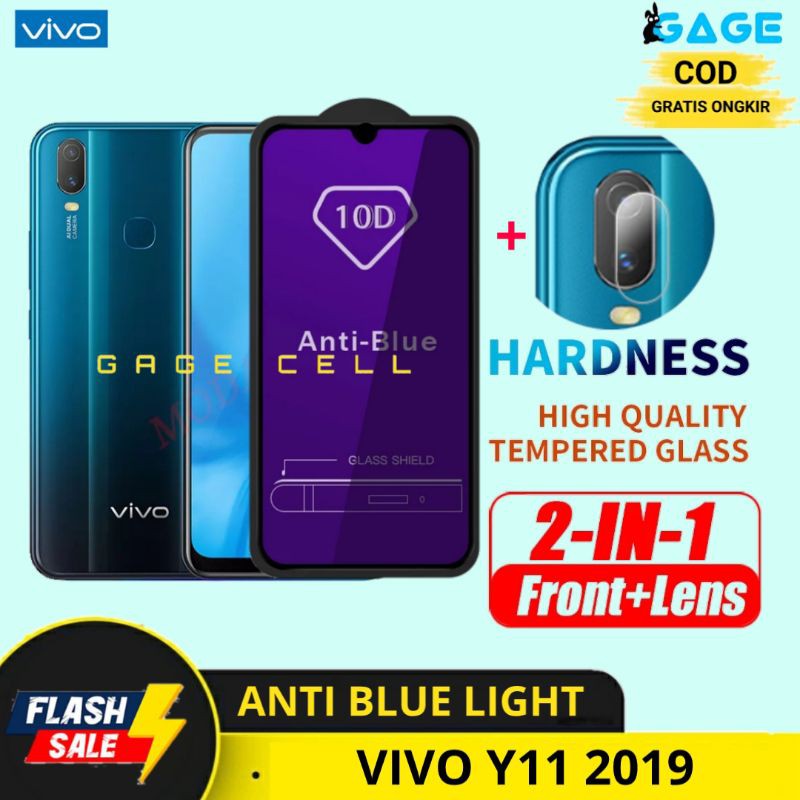 2IN1 TEMPERED GLASS ANTI BLUE LIGHT RAY VIVO Y11 2019 - TG ANTIGORES RADIASI VIVO Y11BL FULL SCREEN