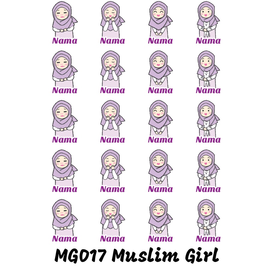 

Sticker Nama Cutting Label Waterproof Tahan Air Muslim Girl 17 (MG017)