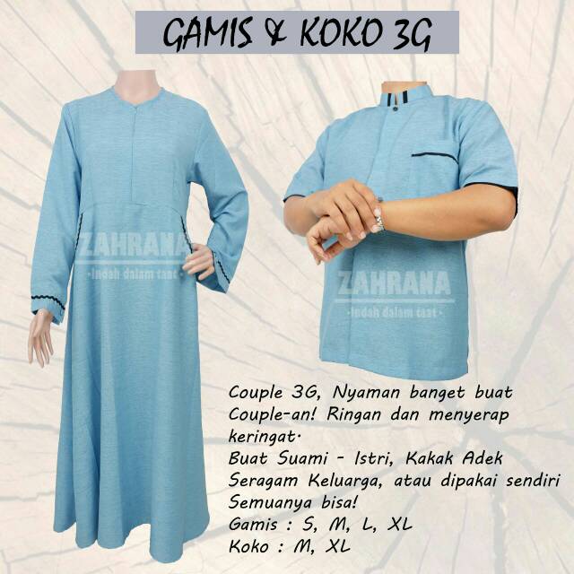 Sarimbit Couple Gamis dan Koko TRIJI Linen Zahrana