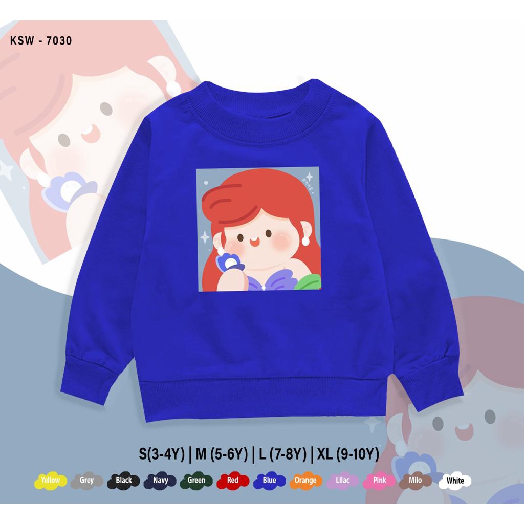 SWEATER KIDS / ARIEL MIRROR / 1-10 TAHUN / BAHAN FLEECE PREMIUM / OUTFIT ANAK ANAK