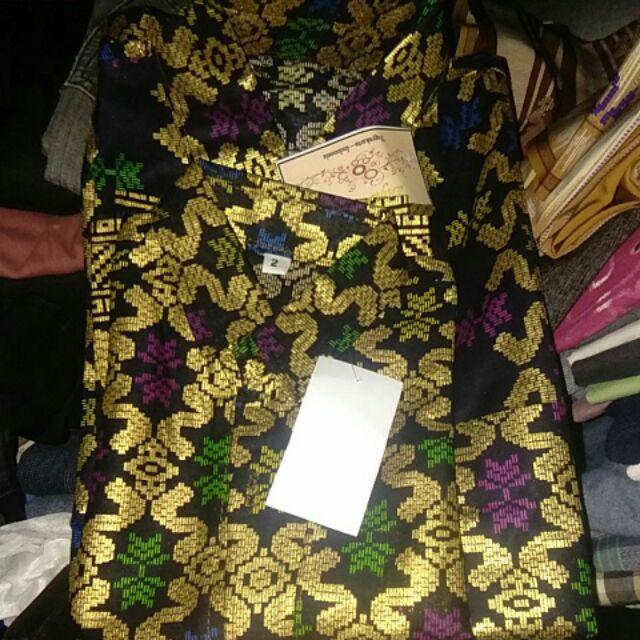 Kemeja Hem Batik Anak Motif Pra Da Songket Warna Hitam