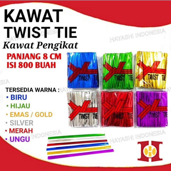 Twist Tie Kawat 8 cm Pengikat Bingkisan, Roti, Lolipop, Kado