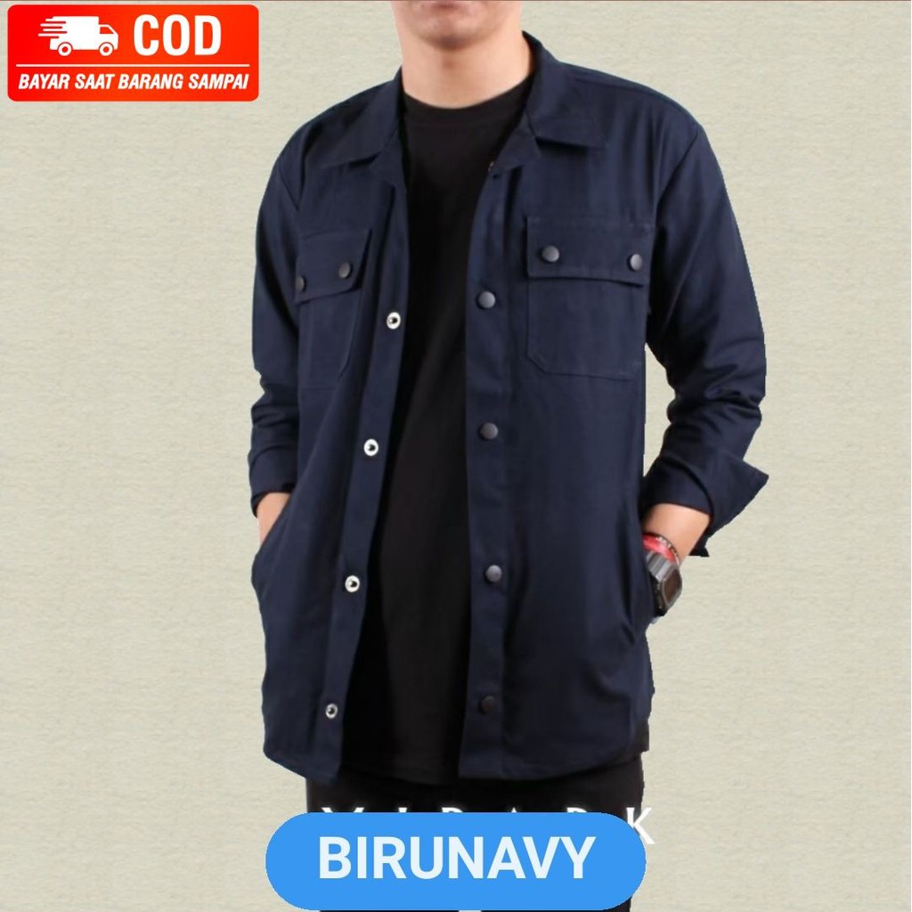 PALE JEANS Jaket Semi Parka Pria / Trucker Jacket Original Distro / Jaket Casual Pria Kancing HITAM.