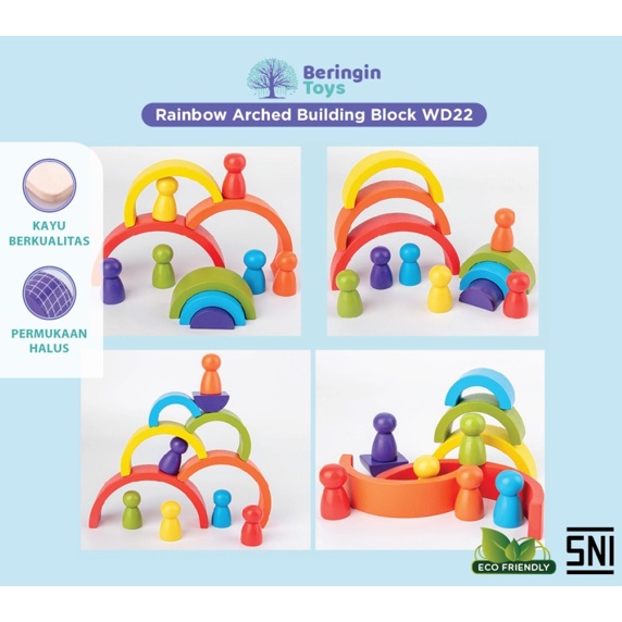 Mainan Edukasi - Rainbow Arched Building Block / Mainan Balok Susun