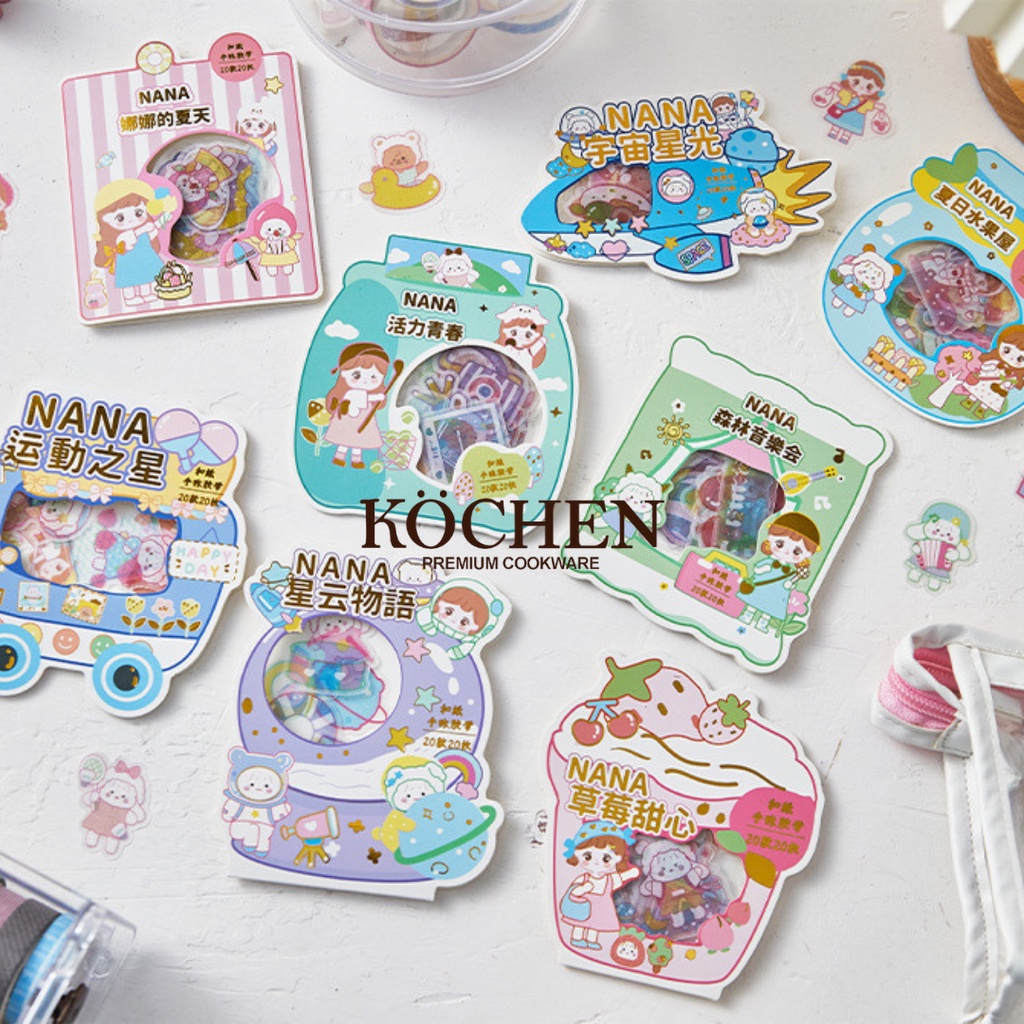 KOCHEN Sticker DIY 1 Set isi 4pcs Lucu Hiasan Dekorasi Planner Journal Cute Diary Scrapbook Decoration