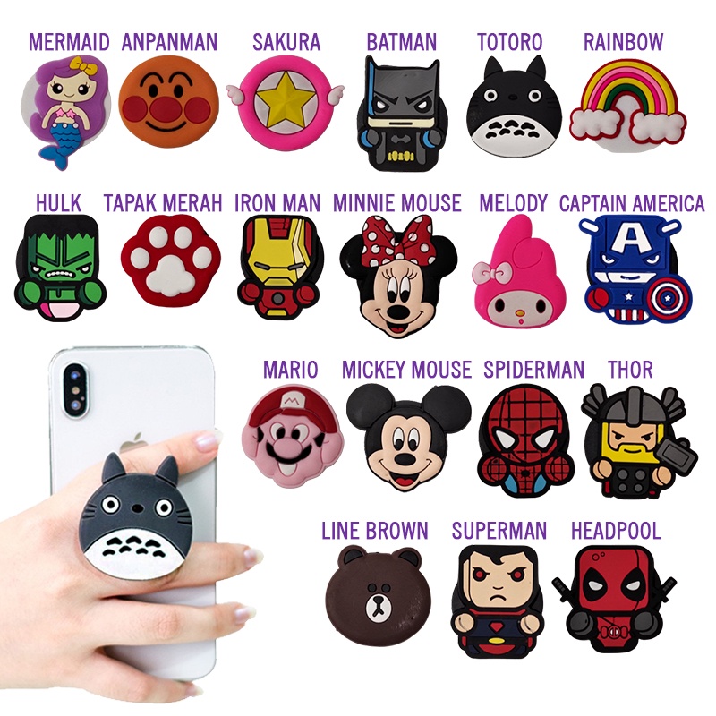 3SP | AH02 Popsocket Griptok Handphone Berbagai Karakter Kartun Lucu Import Murah Grosir