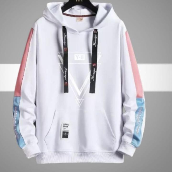 Siap Kirim.. Jaket pria sweater hoodie zipper bahan katun tebal hangat putih branded import distro e