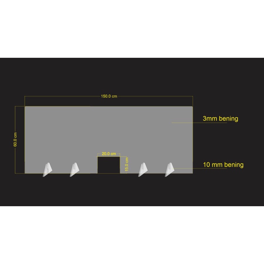 SEKAT MEJA/PARTISI MEJA/PEMBATAS MEJA AKRILIK ACRYLIC 3 MM 150x60 cm