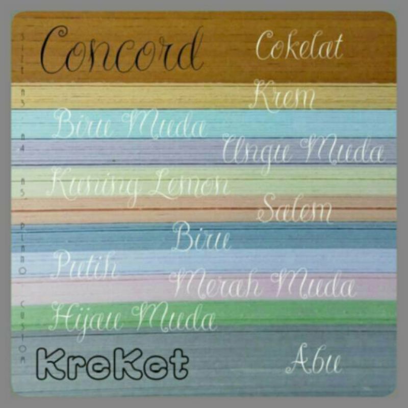 

Kertas Concorde A4 90g 1 pack isi 10 lembar Ungu muda