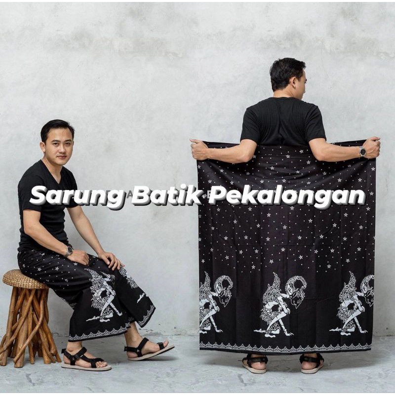 SARUNG KATUN WARNA HITAM MOTIF / SARUNG BATIK KHAS PEKALONGAN