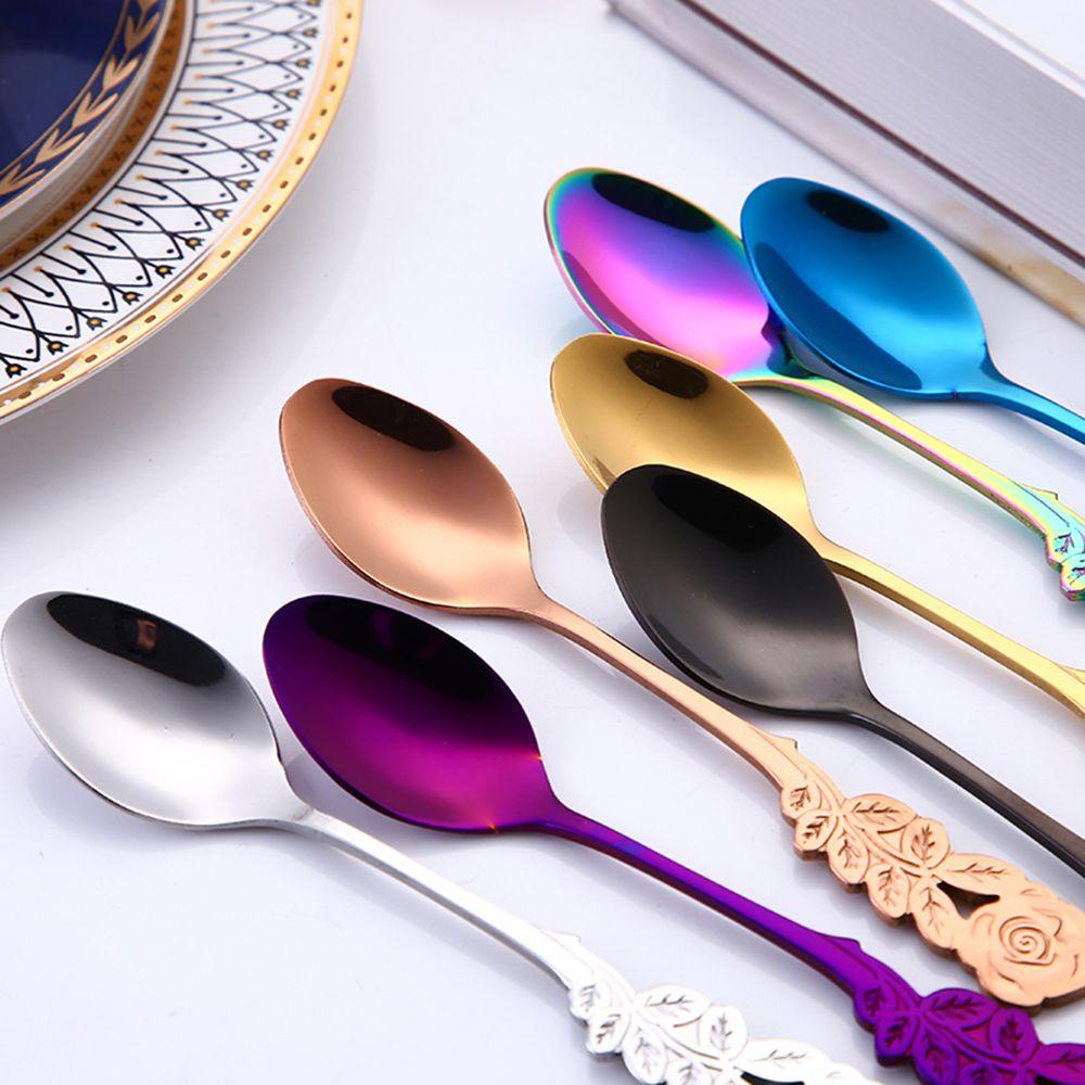 PREVA Rose Shape Spoon Tableware Kitchen Accessories Ice Cream Music Bar Coffee Spoons Dessert Tea  Spoons