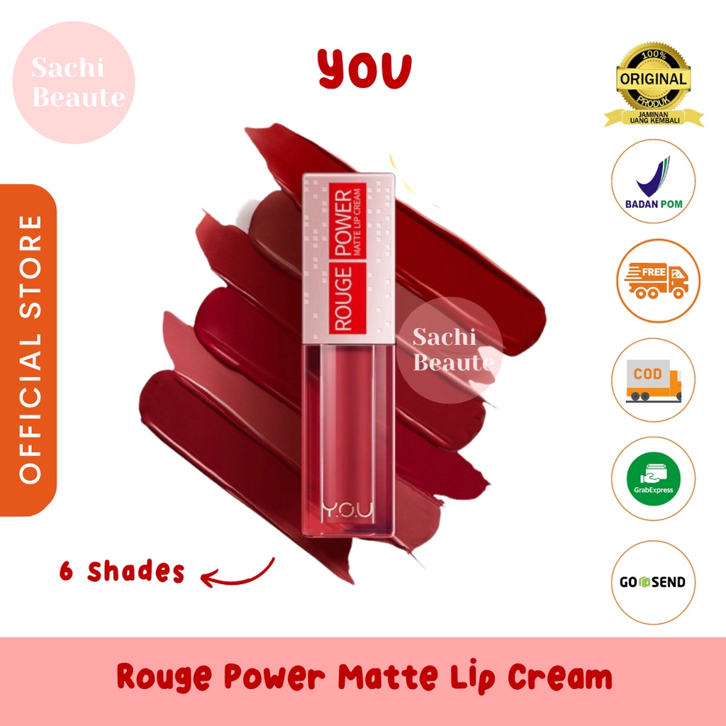 YOU Y.O.U Rouge Power Matte Lip Cream | Matte Finish, Tahan Lama, Nourishing, with Manuka Honey