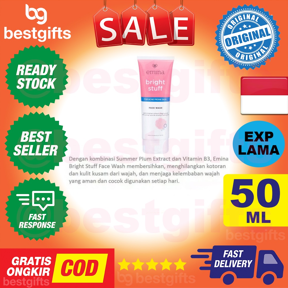 EMINA BRIGHT STUFF FACE WASH FOR ACNE PRONE SKIN PEMBERSIH WAJAH FOAM KULIT MUKA MUDAH BERJERAWAT 50 ML