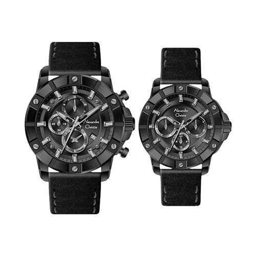 Jam Tangan Couple Alexandre Christie AC 6609 LIPBA Couple Black Dial