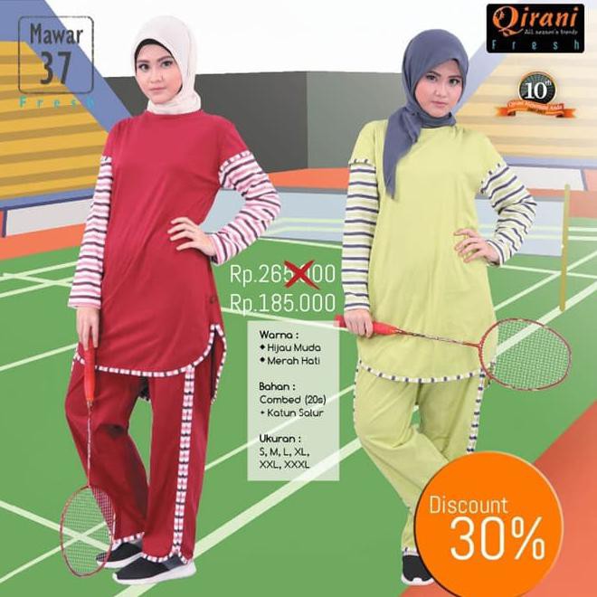 DISKON 30%+10% QDF 37 - Qirani Fresh /setelan olahraga Muslim /Outwear Muslim