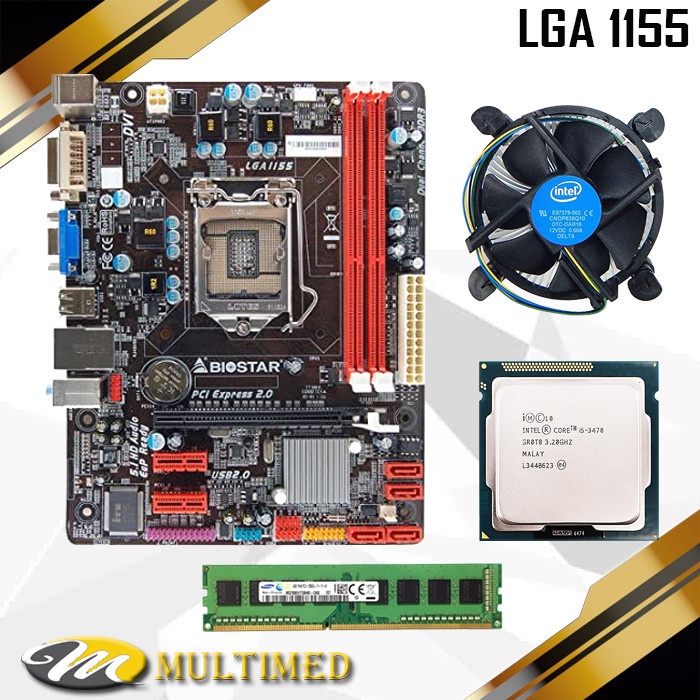 Paket Mainboard 1155 H61 Ddr3 + Core i5 3470 + FAN + RAM 4GB