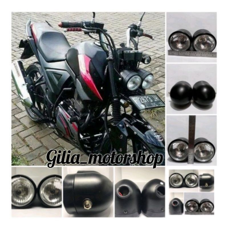 Reflektor reflector Lampu Depan Double 4.5 Inch Model Harley bohlam H4 Batok headlamp owen Caferacer Lampu Depan Vixion,cb