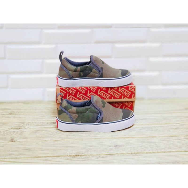 VANS SLIP ON ARMY KIDS READY SEPATU ANAK LAKI UMUR 3 TAHUN