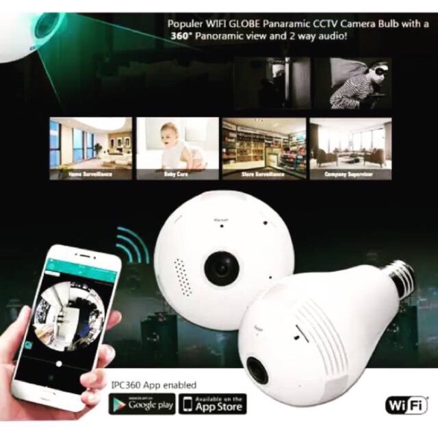 IP CAM BOLA LAMPU BOHLAM CAMERA PANORAMIC KAMERA PENGINTAI WIFI