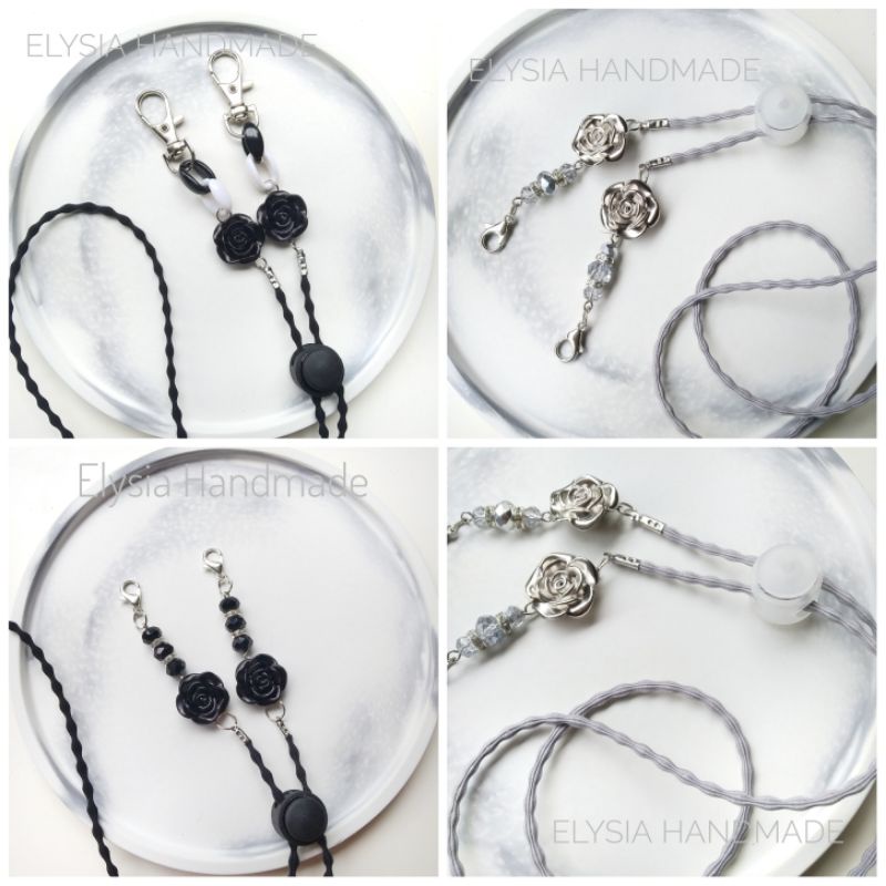 Kalung Masker Boba Mawar / Strap Masker / Gantungan / Tali Masker 2 in 1 Rose Boba