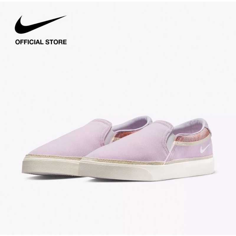 Nike sepatu slip on court legacy wanita lilac