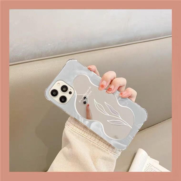 [TPC] Mirror Phone Case Gray Flower IPHONE 6 6S 7 8 PLUS X XS MAX XR 11 12 13 14 15 PLUS PRO MAX Casing Cermin HP IP027