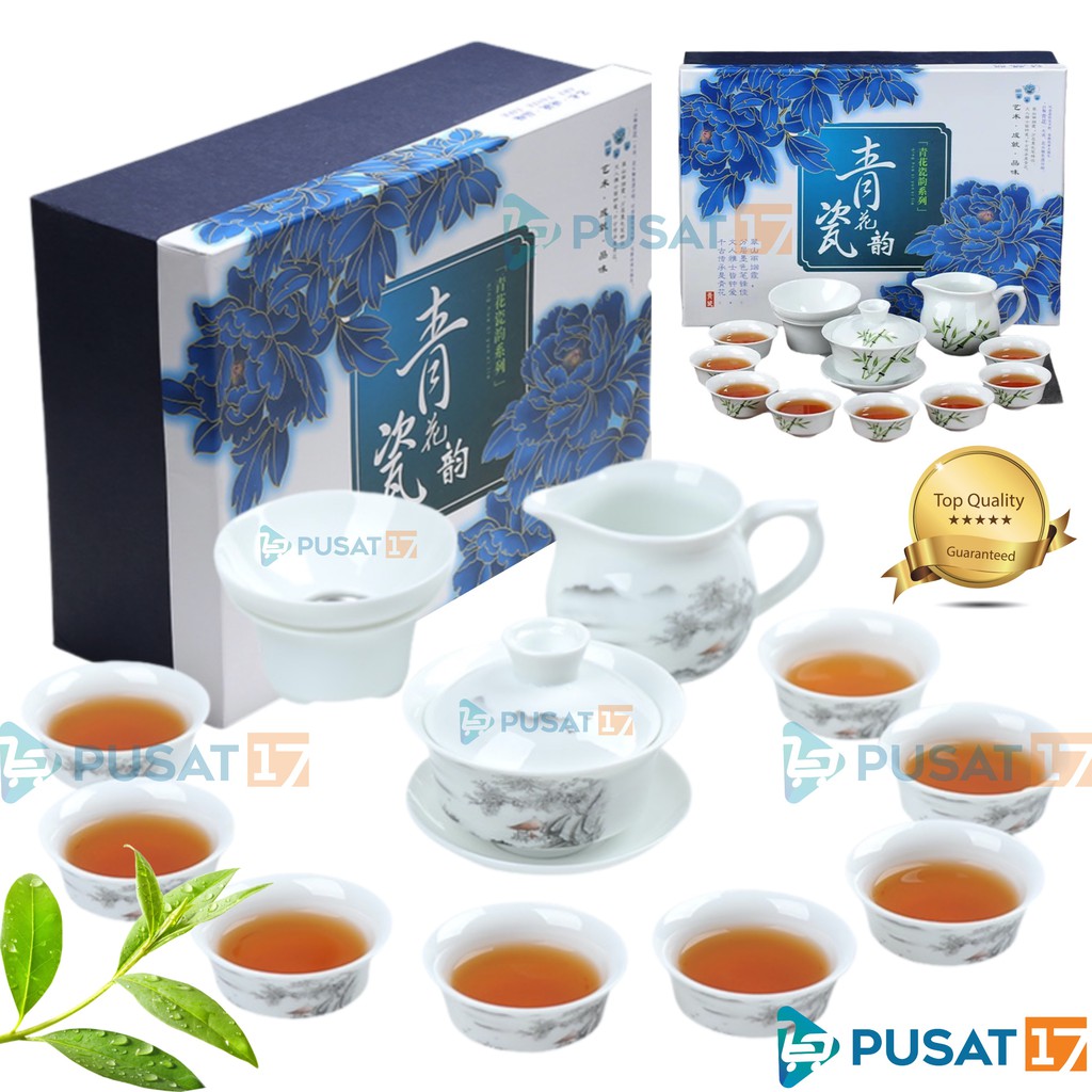 Chinese Teapot Set Ceramik C14 8cup 12in1 Cangkir Teko Keramik Set 8gelas Hadiah Souvenir Gift Box