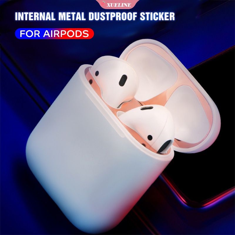 Stiker Pelindung AirPods Bahan Metal Tahan Debu