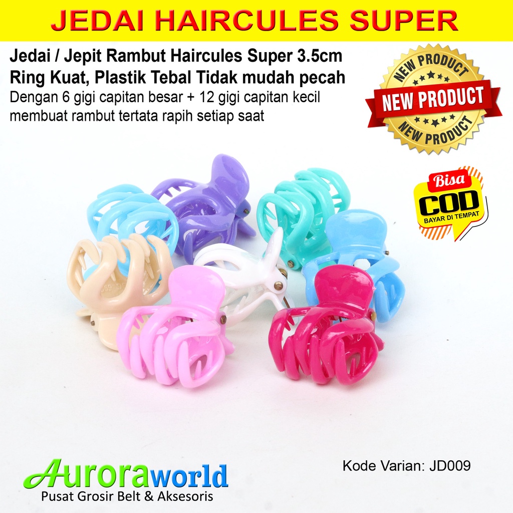 Auroraworld Jedai Haircules Jepit Rambut Haircules Super 3.5cm Bahan Tebal dan Kuat