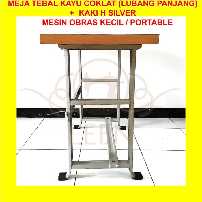 Meja &amp; Kaki SET Mesin Jahit Obras Kecil/ Portable TEBAL- H Silver LEEN