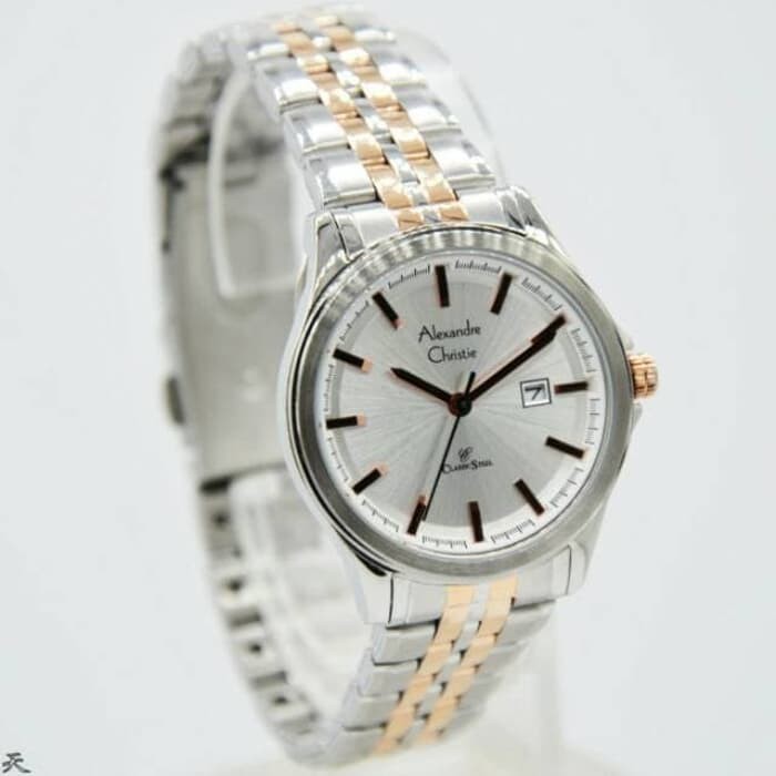 Jam Wanita AC Alexandre Christie 8402  Rosegold Silver Original