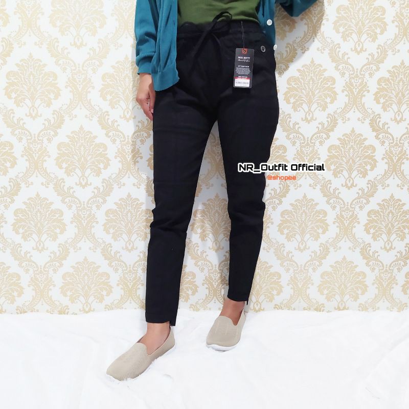 Baggy Pants Wanita Melar Katun Twill Street Grade A Baggypant Pinggang Belakang Karet