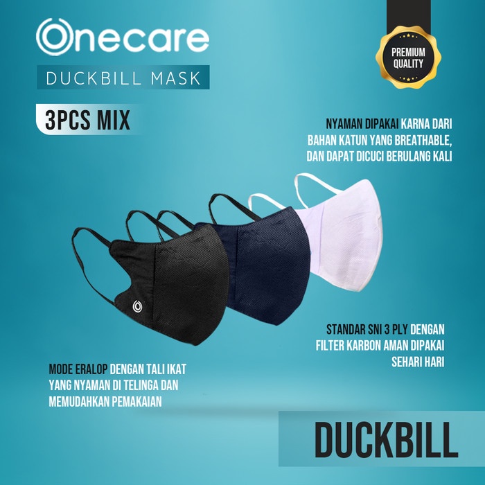 MASKER KAIN DUCKBILL 3 LAPIS DUCKBILL MASK ONE CARE ISI 3PCS