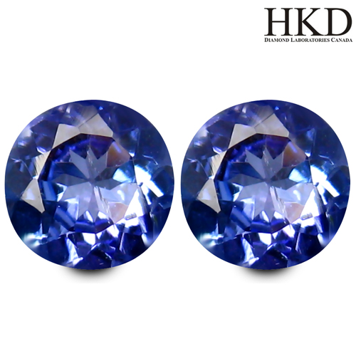 Certified Matching Pair VVS Round 1.11ct Tcw Natural Purplish Blue Tanzanite, Tanzania TZ157