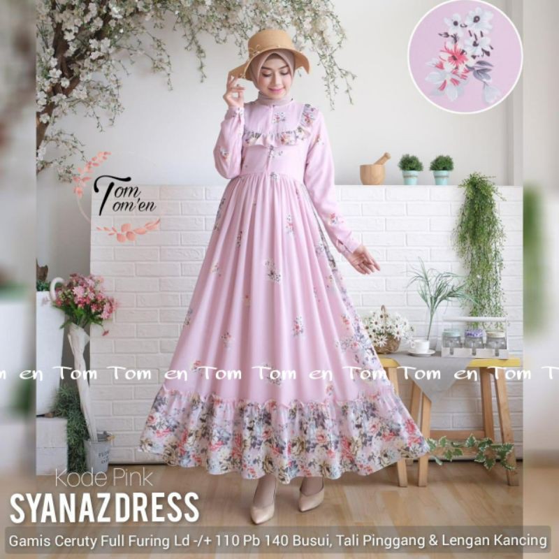 Dress syanaz ceruty full furing hyget import zipper depan