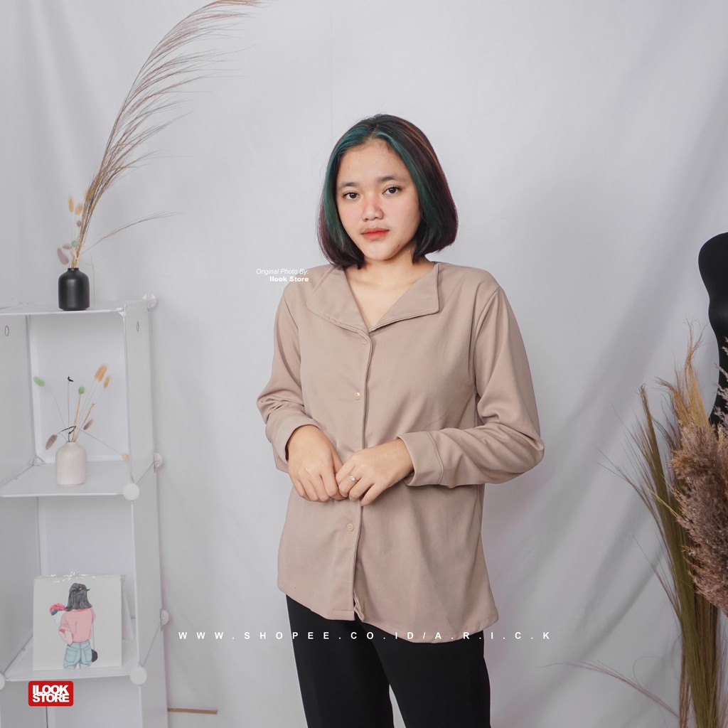 Kemeja elegancy - kemeja wanita - korea style - bahan creap-Elegancy - Coksu