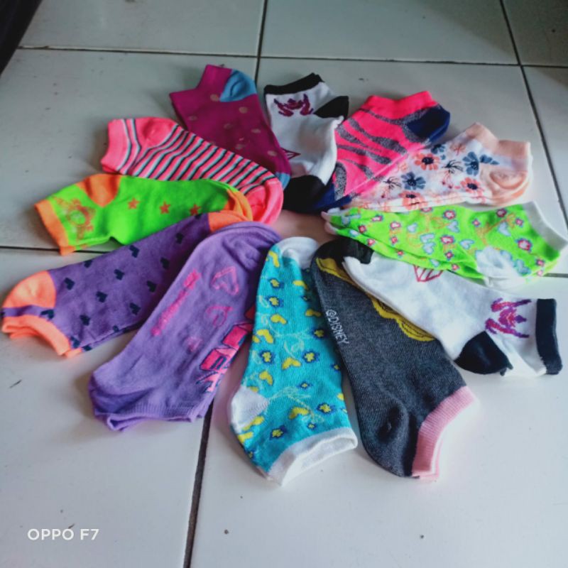 ( 12 pasang)KAOS KAKI PENDEK MOTIF KAOS KAKI MATA KAKI STABILO no kemas