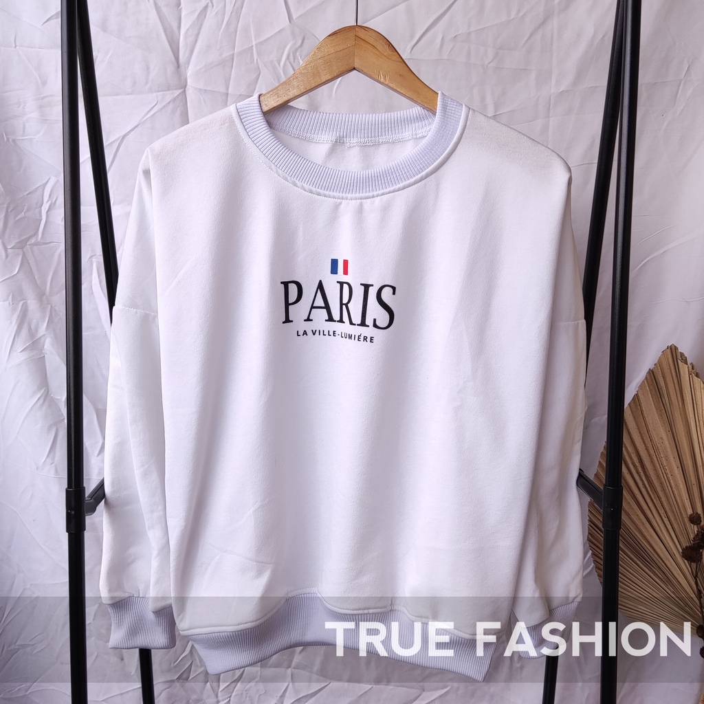 Sweater Wanita Dan Pria - Paris - Bahan Fleece - Size L LD 107 PJ 62 - Atasan Model Terbaru