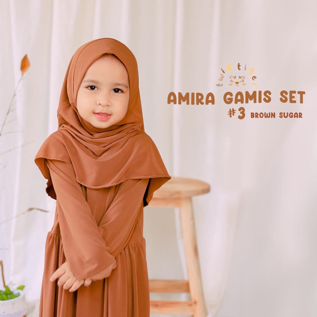 Twin Tiger Baby Amira Set Gamis Dress + Hijab  - Baju Muslim Baby